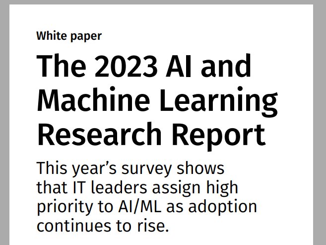 The 2023 AI and Machine Learning Research Report